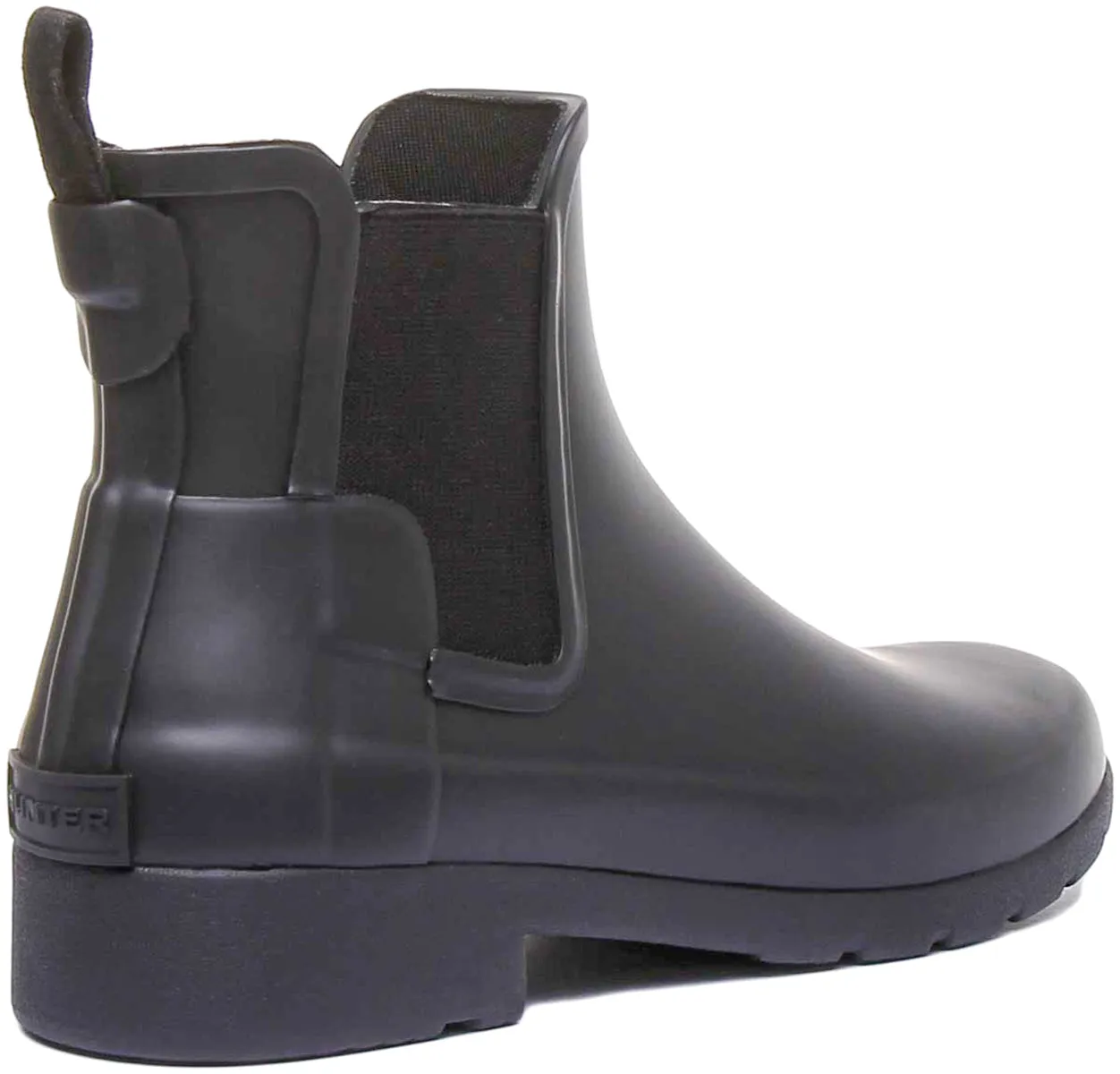 Hunter Original Bota chelsea refinada para mujer en negro mate