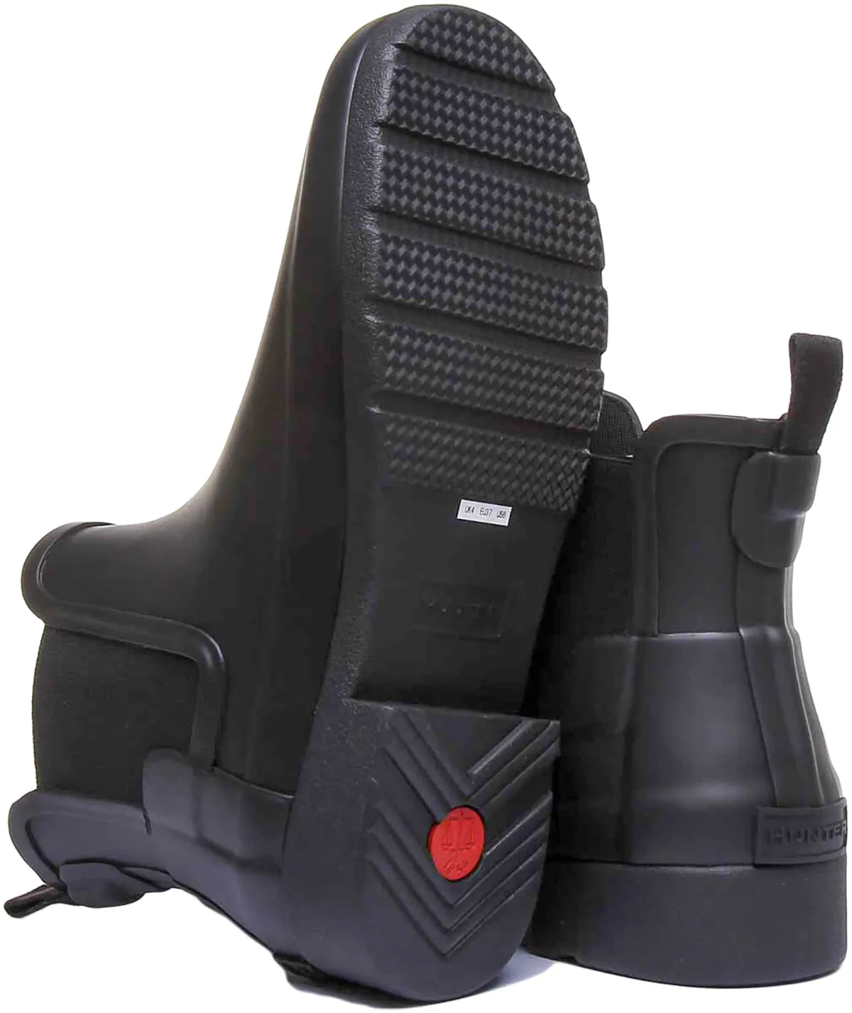 Hunter Original Bota chelsea refinada para mujer en negro mate