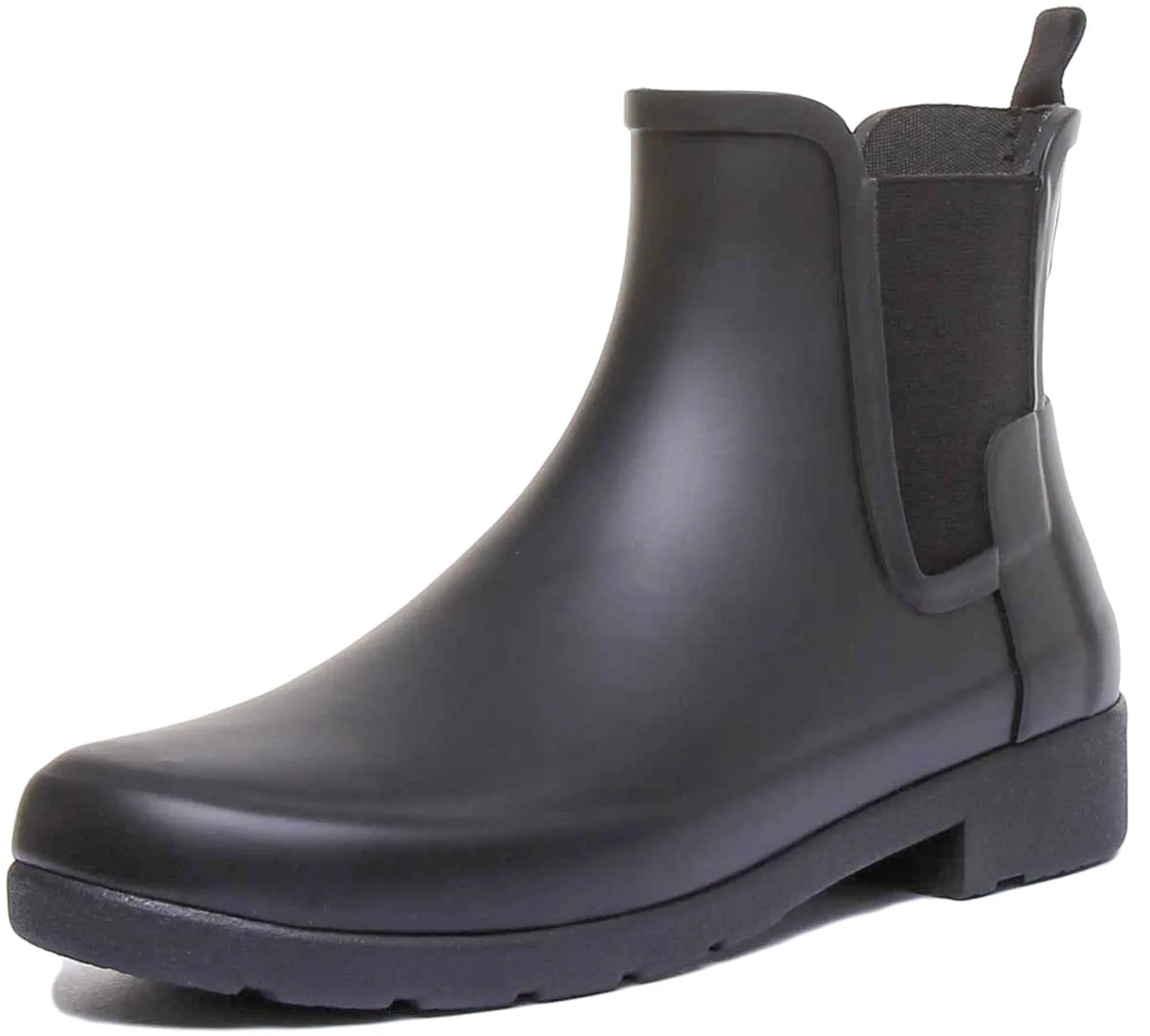 Hunter Original Bota chelsea refinada para mujer en negro mate