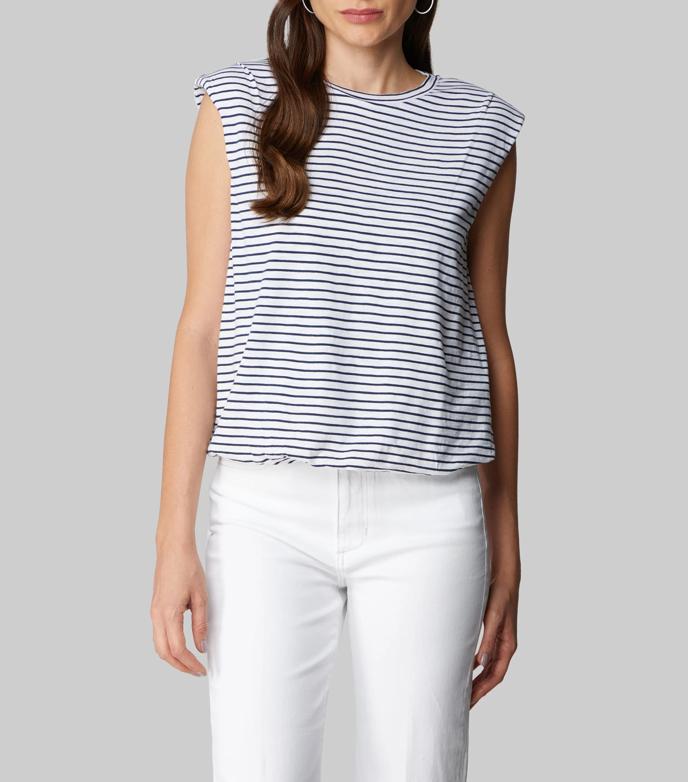 Joe's Playera cuello redondo sin mangas con rayas Mujer