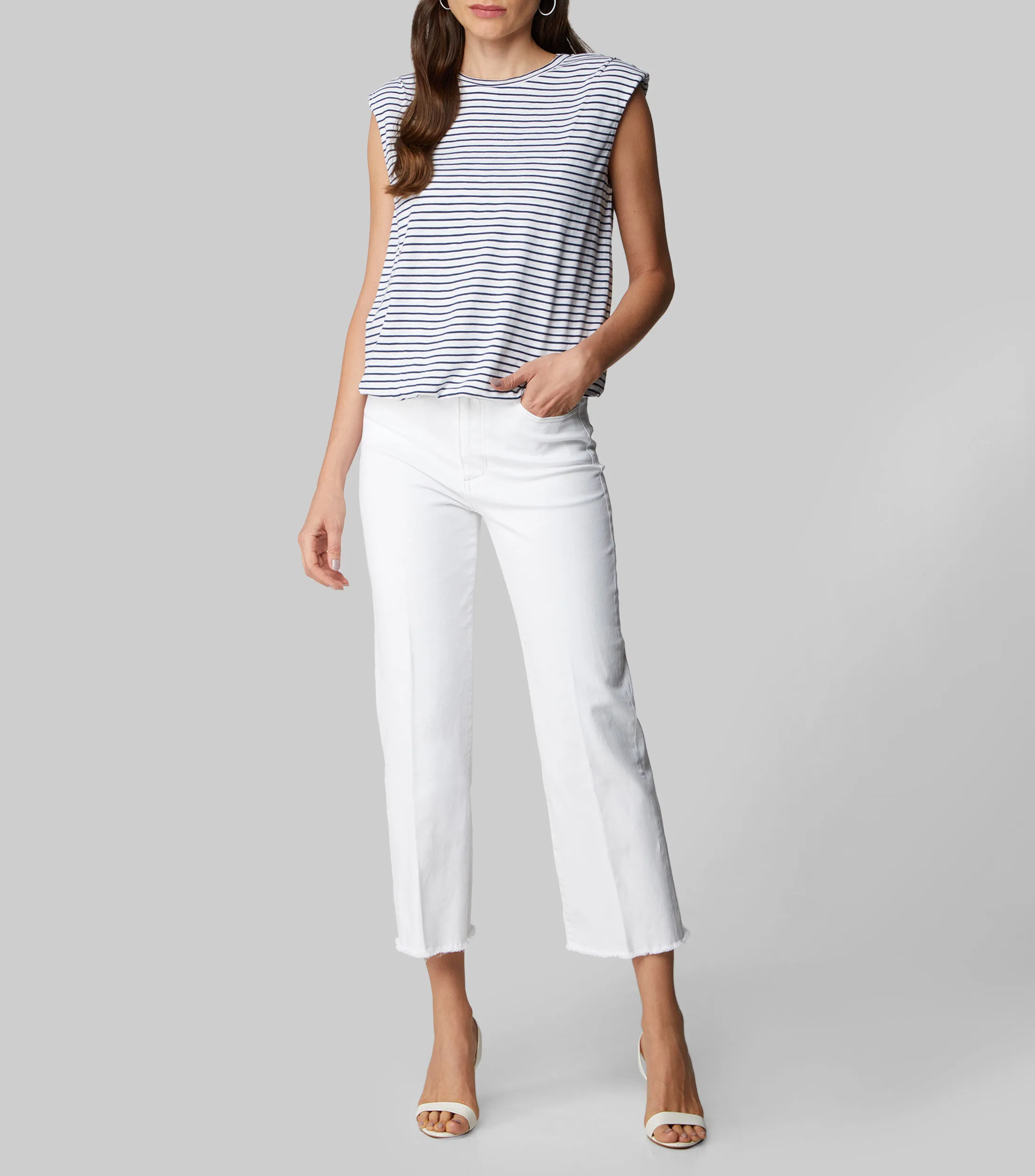 Joe's Playera cuello redondo sin mangas con rayas Mujer