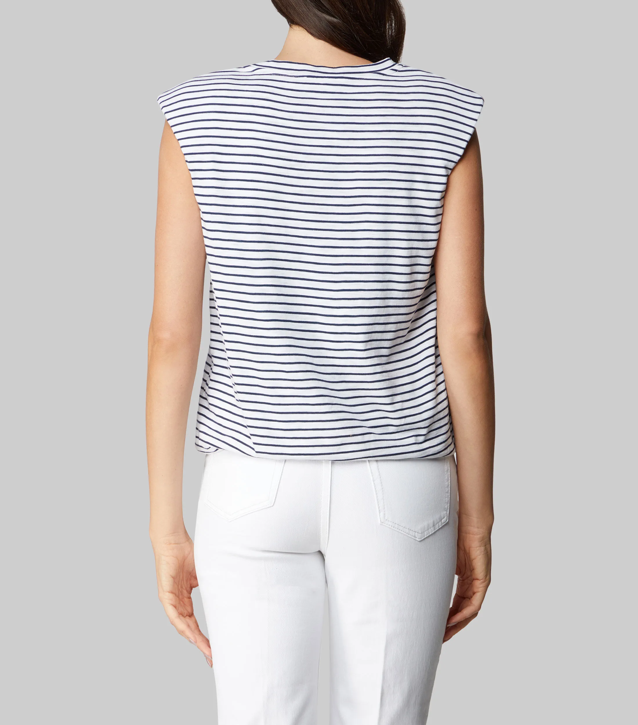 Joe's Playera cuello redondo sin mangas con rayas Mujer