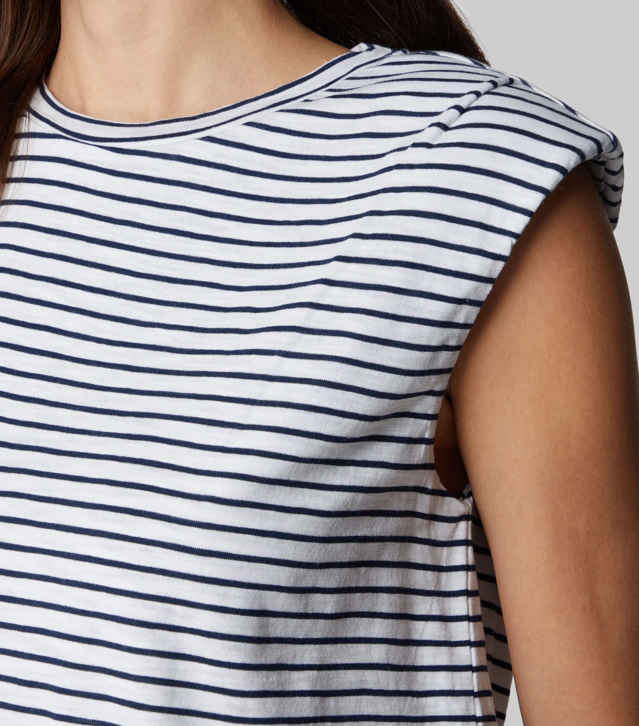Joe's Playera cuello redondo sin mangas con rayas Mujer