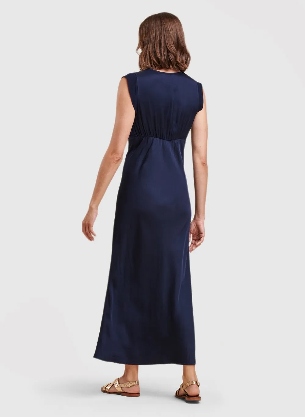 LA FEE MARABOUTEE Vestido largo con cuello de pico en azul