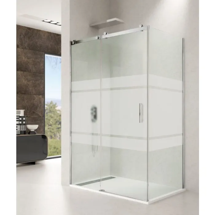 Mampara de ducha Rotary lateral fijo frost 2 fijos + 1 correderas 160x90x197 GME