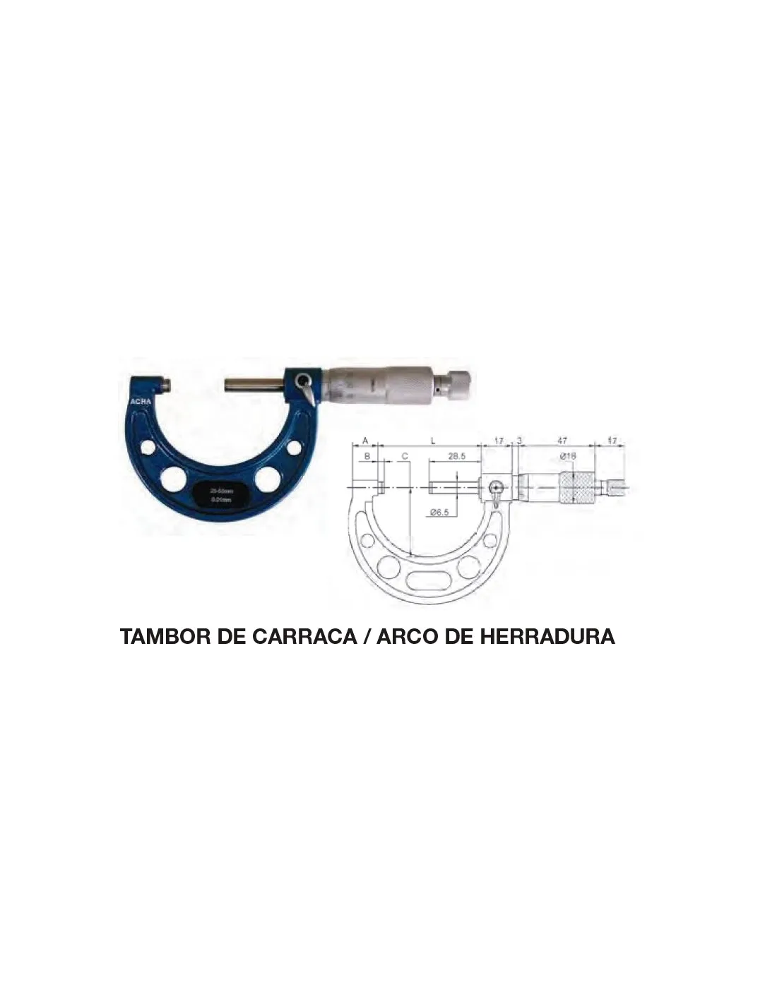 MICRóMETRO DE EXTER. TAMBOR DE CARRACA / ARCO DE HERRADURA 2550 / 0,01