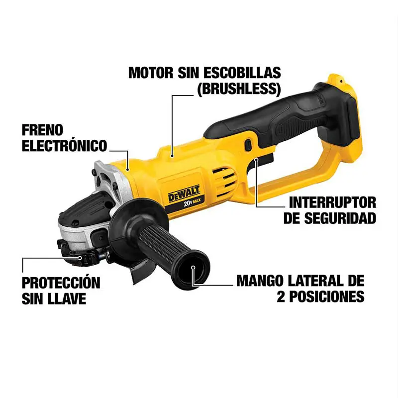 MINIESMERILADORA INALAMBRICA DEWALT 20V DCG412P2 41/2 + BAT