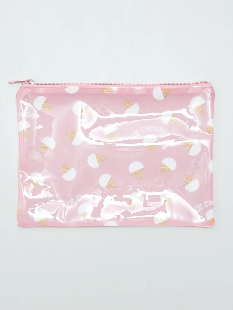 NECESER DE PLáSTICO ESTAMPADO  ROSA