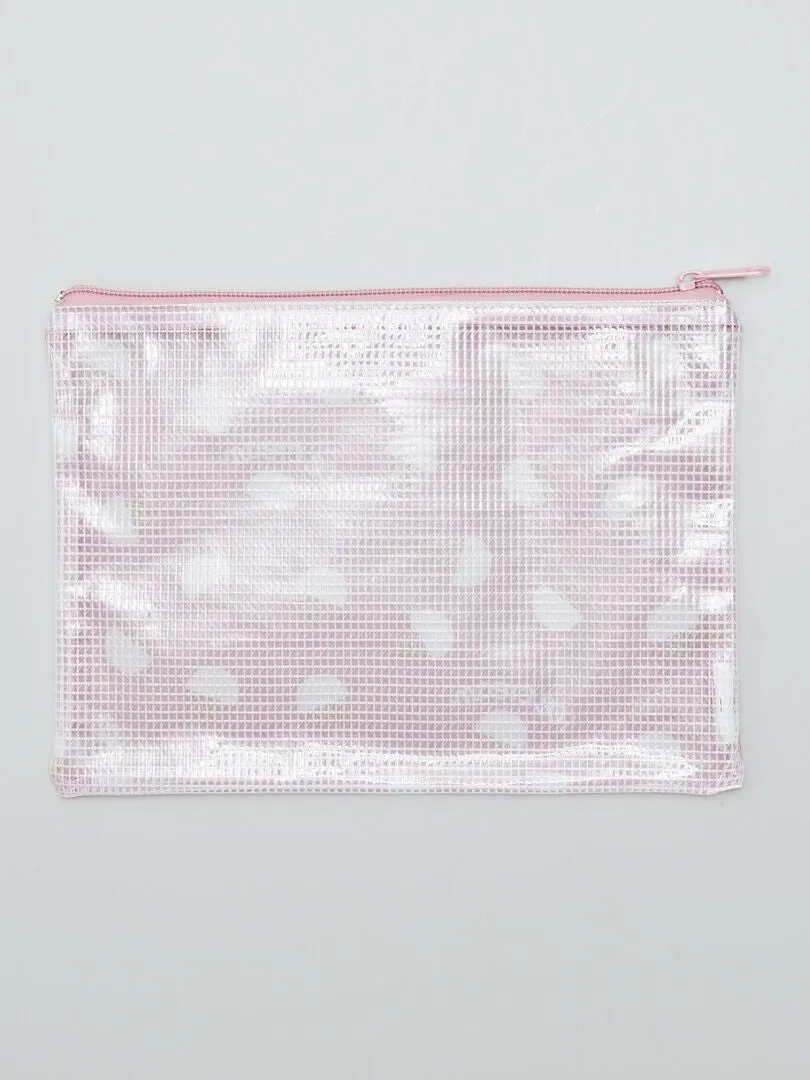 NECESER DE PLáSTICO ESTAMPADO  ROSA