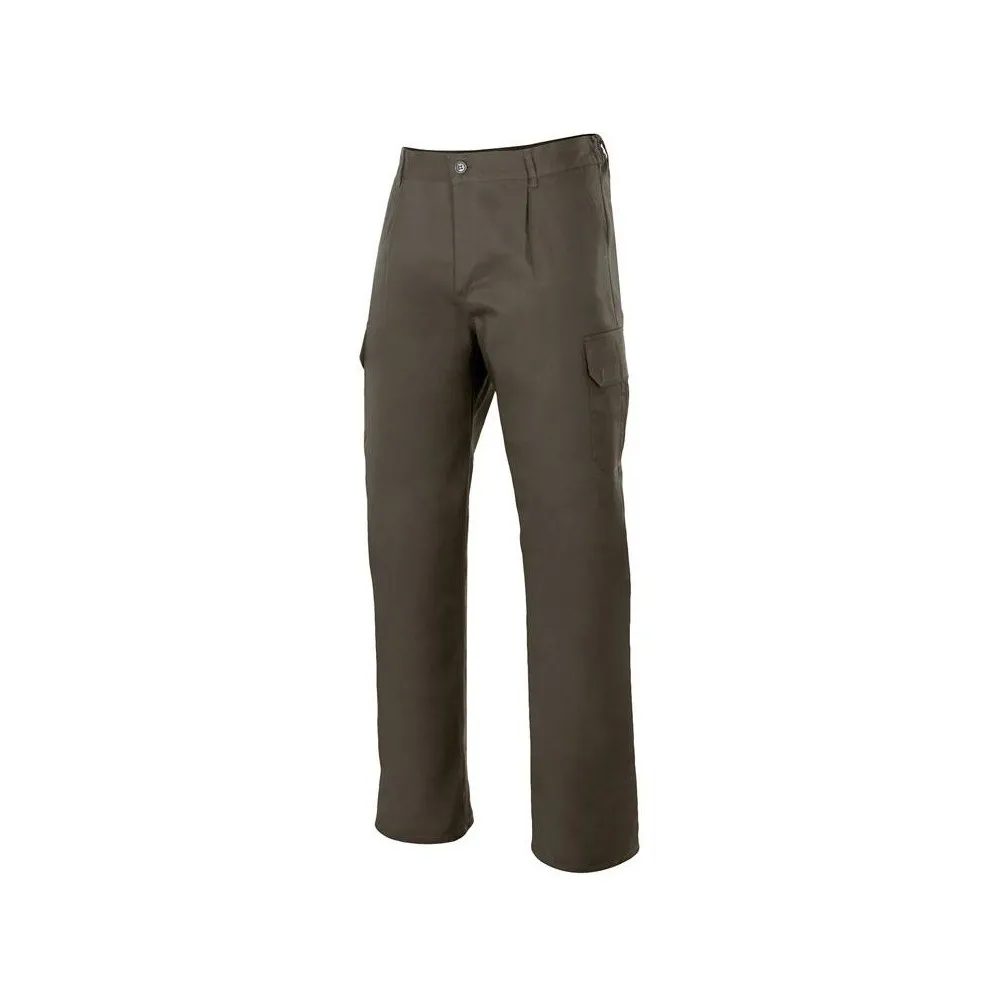 Pantalón laboral multibolsillos tergal con elástico en la cintura, cómodo y ligero