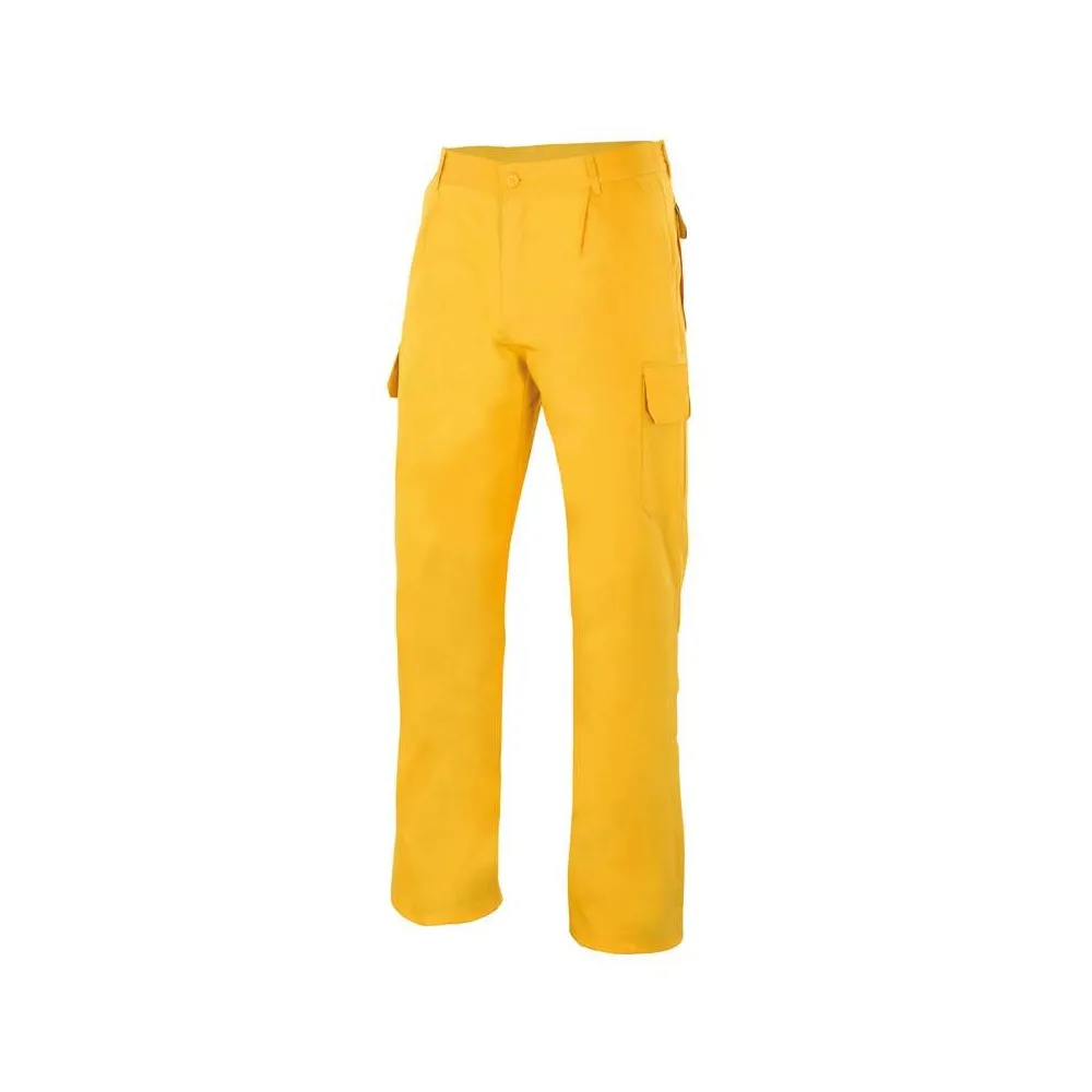 Pantalón laboral multibolsillos tergal con elástico en la cintura, cómodo y ligero