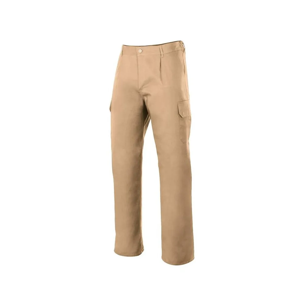 Pantalón laboral multibolsillos tergal con elástico en la cintura, cómodo y ligero