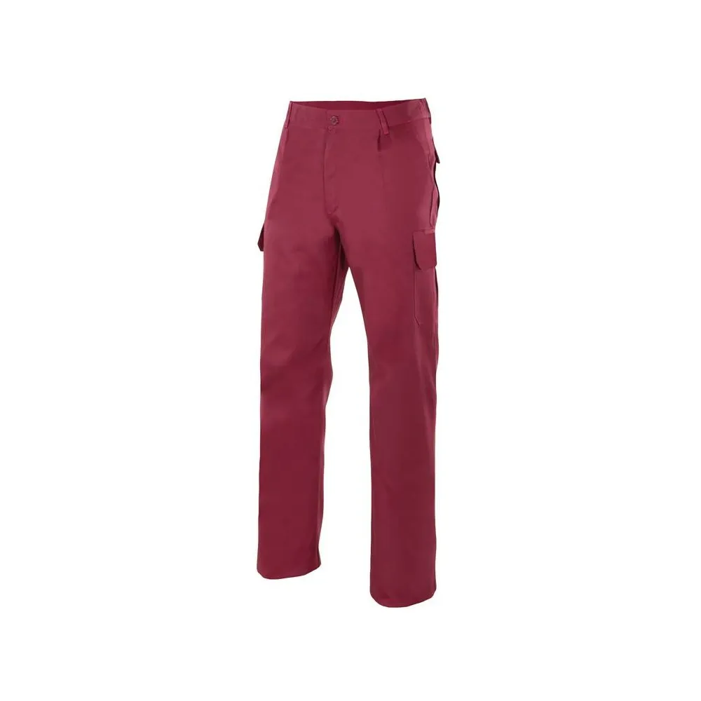 Pantalón laboral multibolsillos tergal con elástico en la cintura, cómodo y ligero