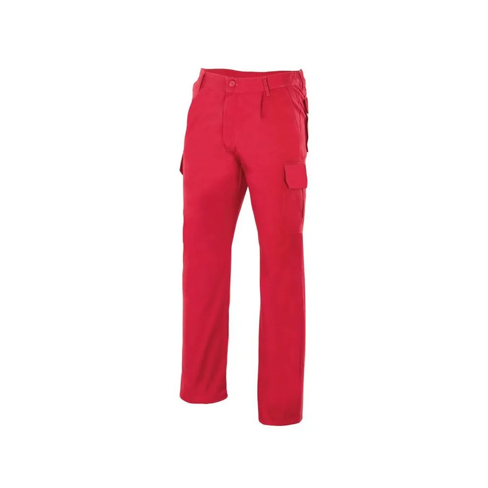 Pantalón laboral multibolsillos tergal con elástico en la cintura, cómodo y ligero