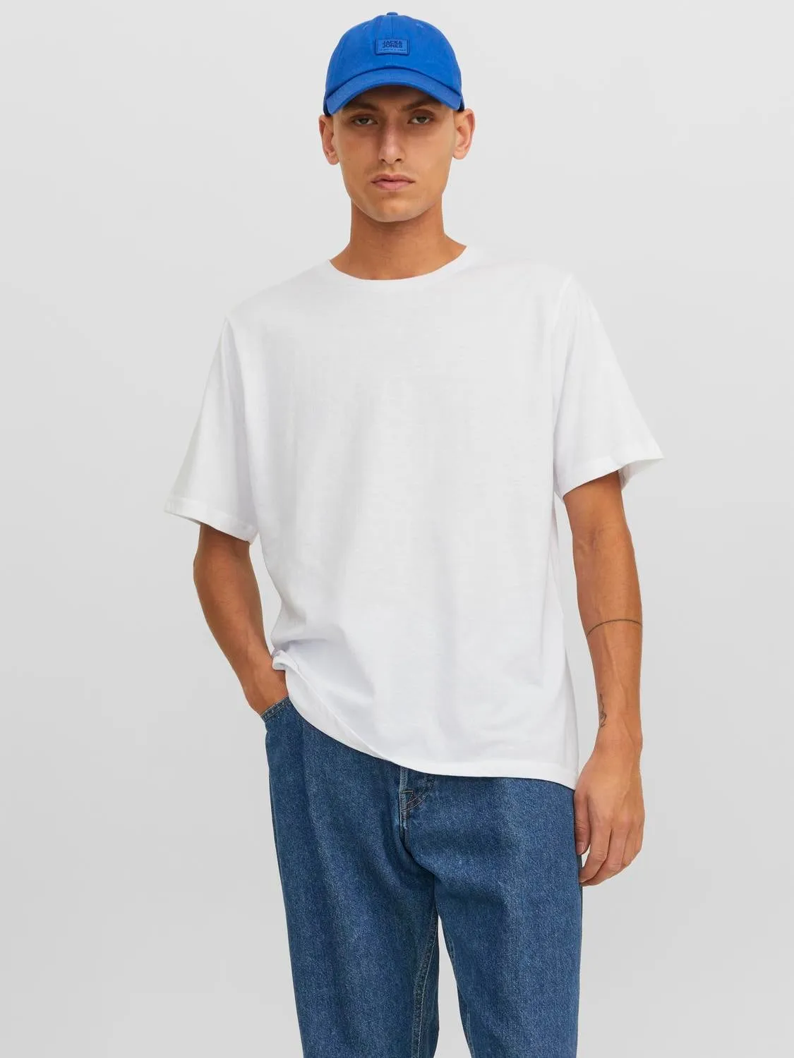 Paquete de 3 Camiseta Liso Cuello redondo | Blanco | Jack & Jones®