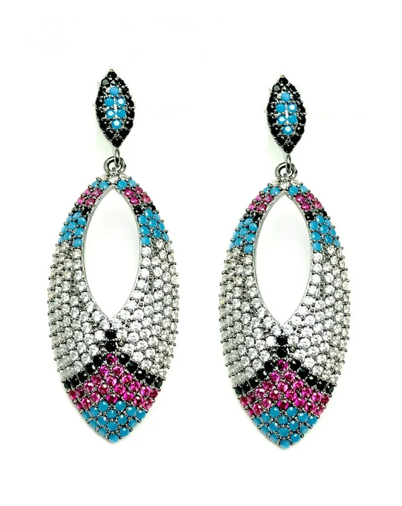 PENDIENTES DE BISUTERIA FINA CON CIRCONITAS Y COLOR