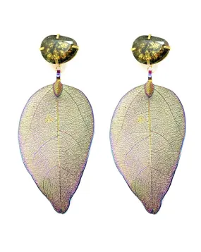 PENDIENTES MUJER LARGOS MULTICOLORES ESPECTACULAR COLECCION DE HOJAS NATURALES