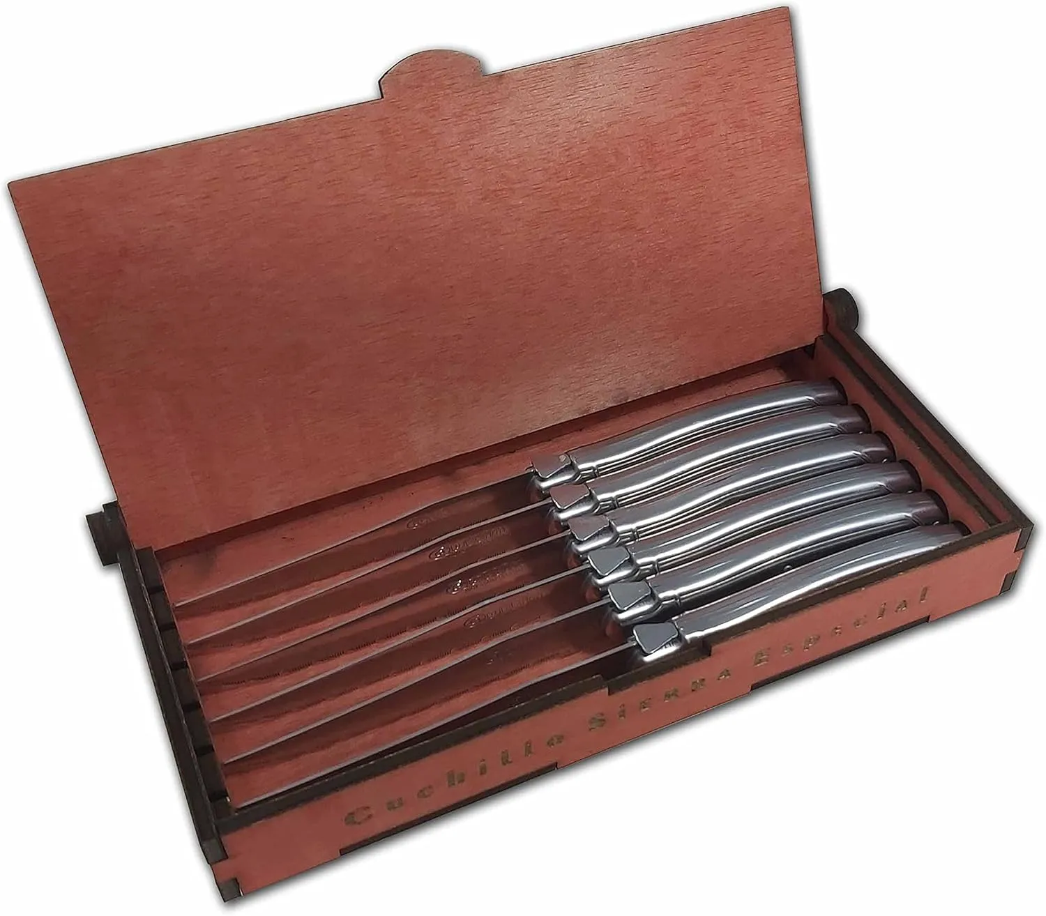 Quttin Set de 6 Cuchillos Chuleteros 11cm en caja madera personalizados modelo frances