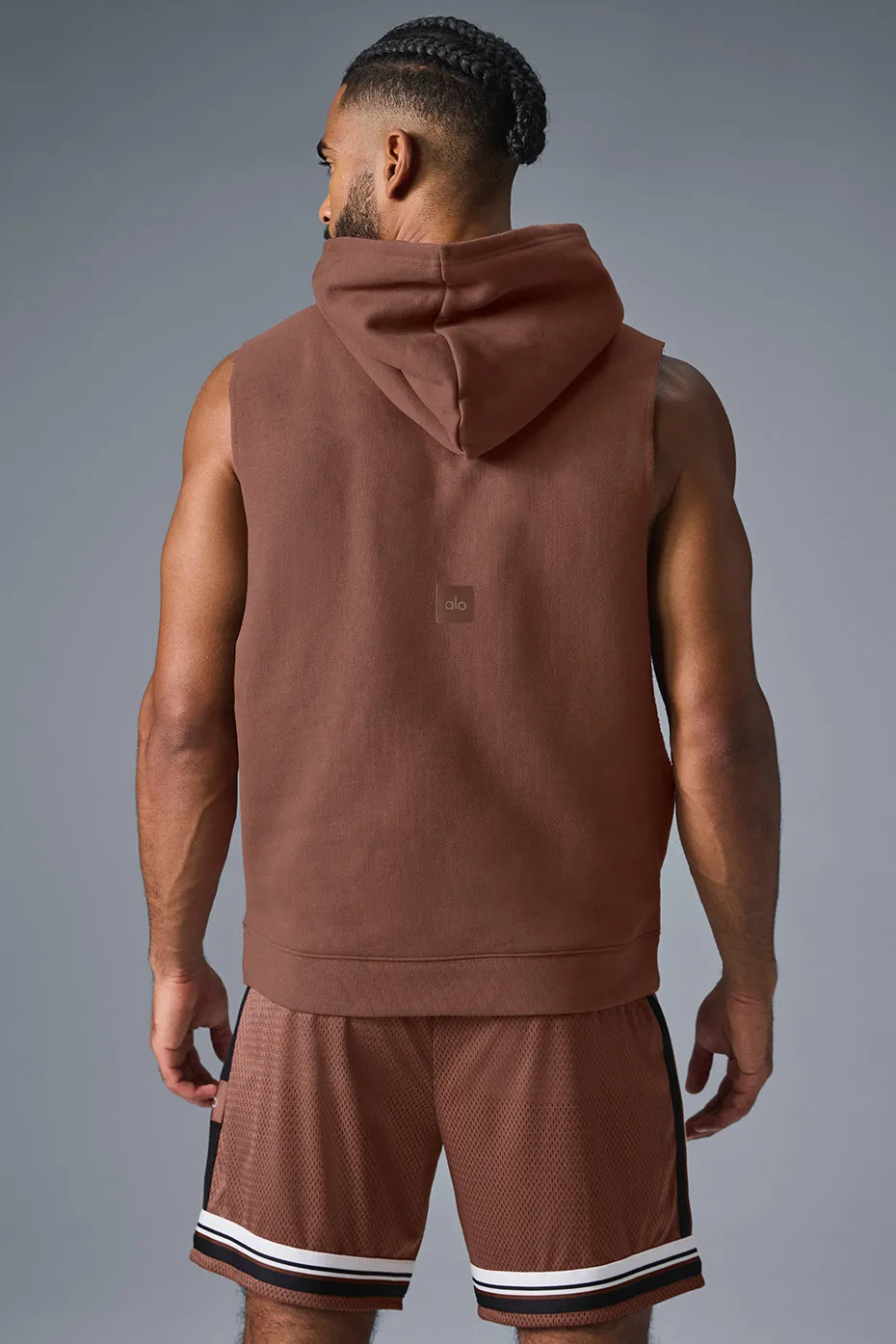 RENOWN SLEEVELESS HOODIE  CHESTNUT