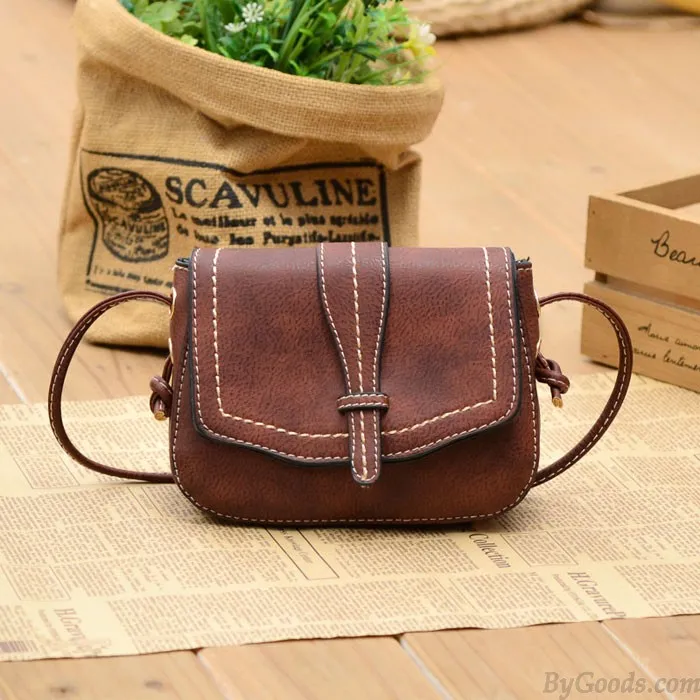 Retro Brown Simple Mini Square Lady Messenger Bag Shoulder Bags
