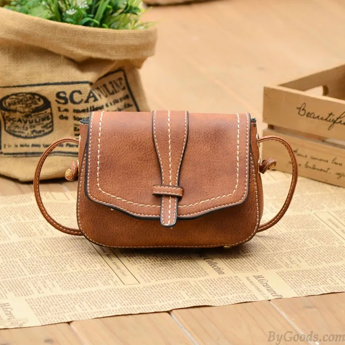 Retro Brown Simple Mini Square Lady Messenger Bag Shoulder Bags