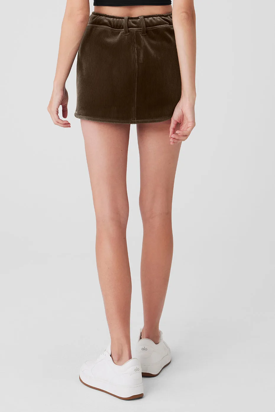 RIBBED VELOUR BALLER MINI SKIRT  MACCHIATO
