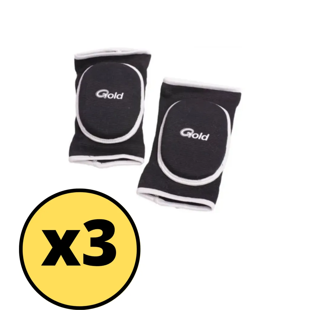 RODILLERAS VOLEY GOLD COLOR NEGRO  X 3 PARES