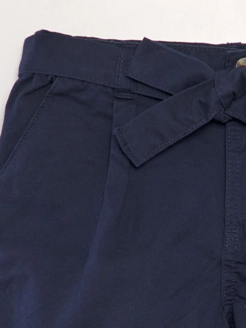 SHORT DE POPELINA  AZUL