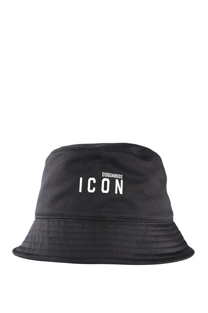 Sombrero de pescador negro con logo 