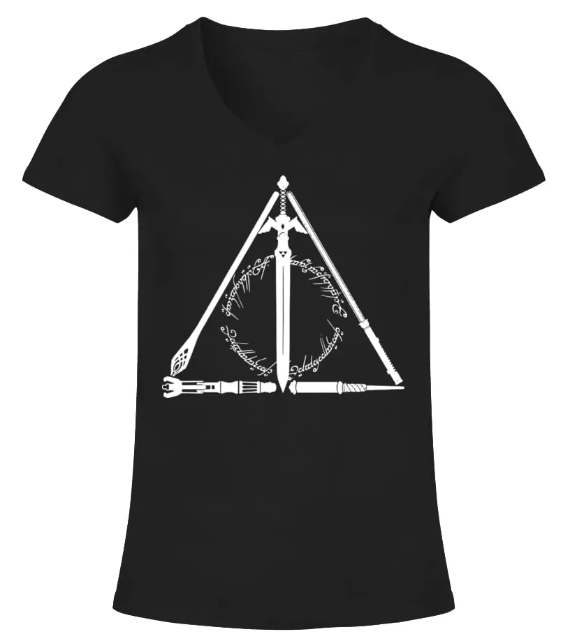 The Sign of The Deathly Hallows Camiseta cuello pico Mujer