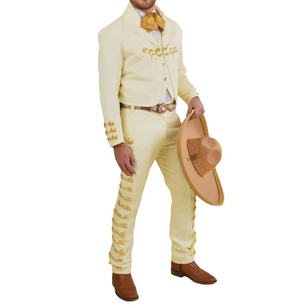 TRAJE DE CHARRO PARA HOMBRE (TODO INCLUIDO) HUESO Y ORO IMP72131