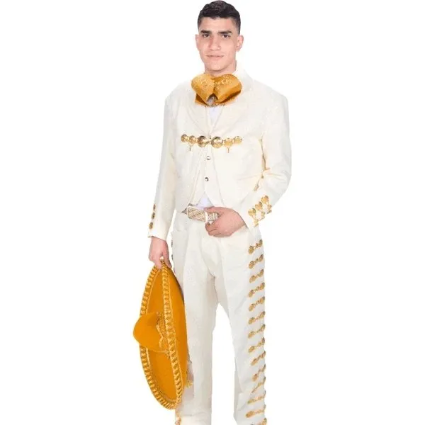 TRAJE DE CHARRO PARA HOMBRE (TODO INCLUIDO) HUESO Y ORO IMP72131