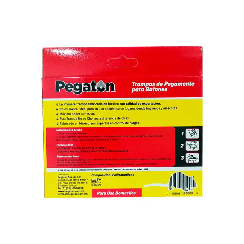 TRAMPA PEGAMENTO PARA RATONES PEGATON P202 MEDIANA 2 PZAS
