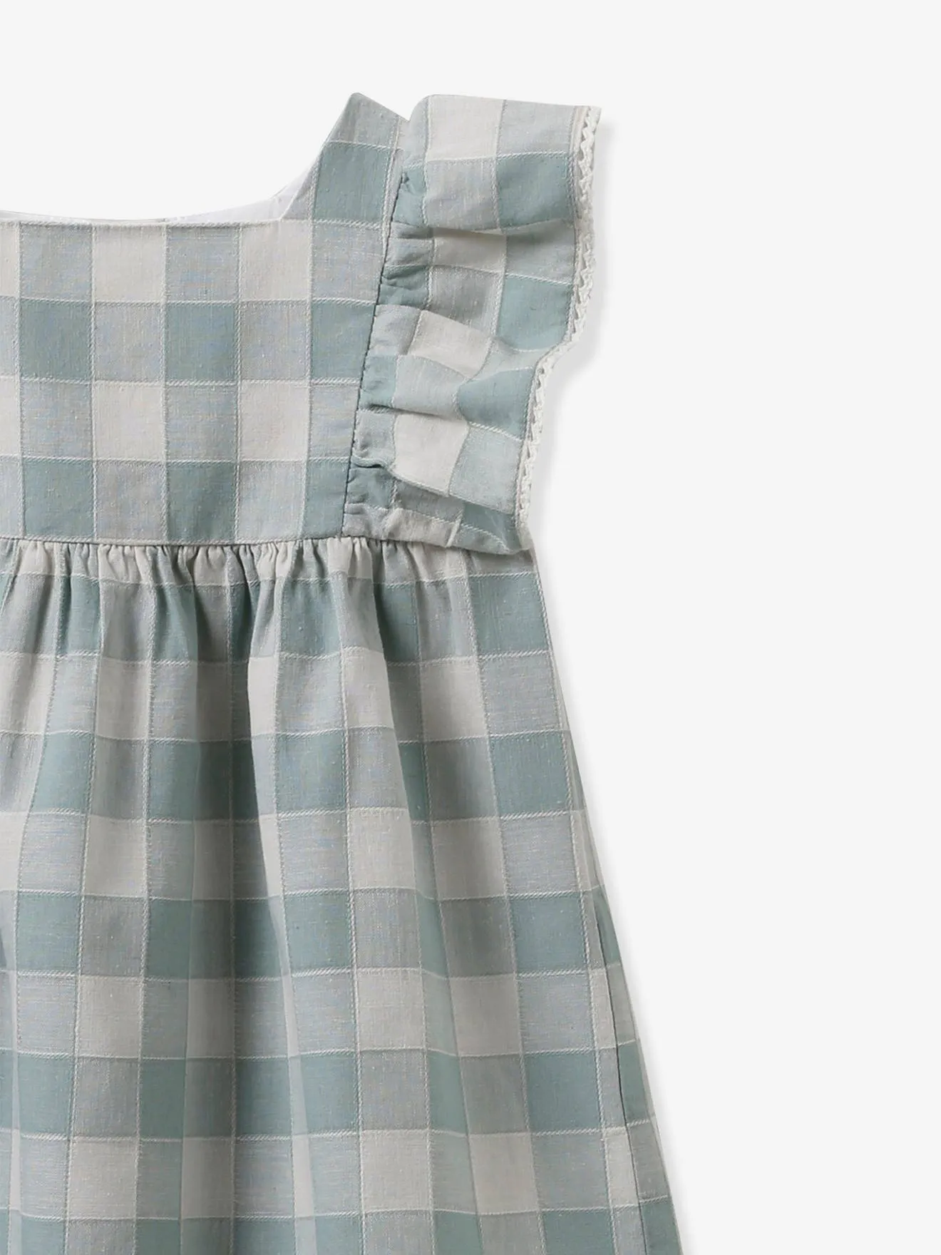 Vestido a cuadros de lino y algodón para bebé CYRILLUS