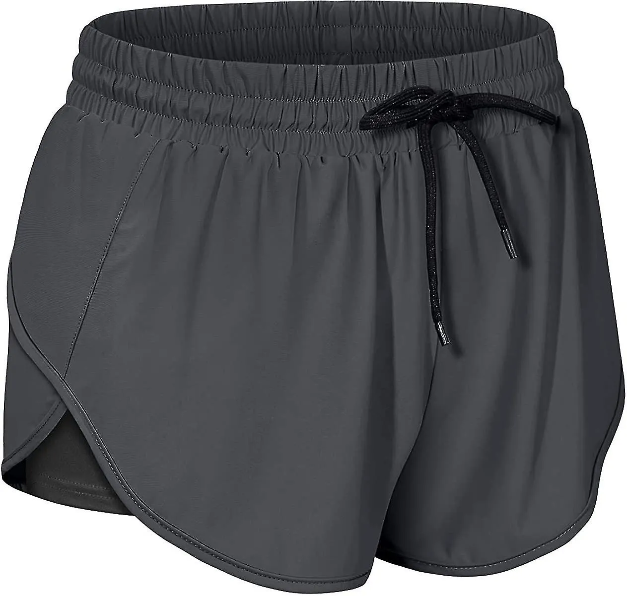 Women Drawstring Waist Athletic Running Shorts With Liner Inner Pocket womens Double La