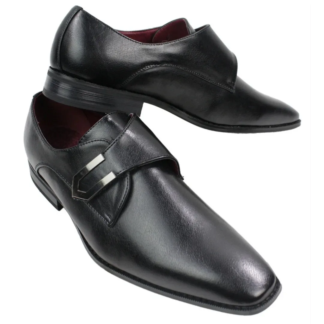 Zapatos de cuero negro marrón tostado para hombre Diseño italiano Hebilla de metal Slip On Smart