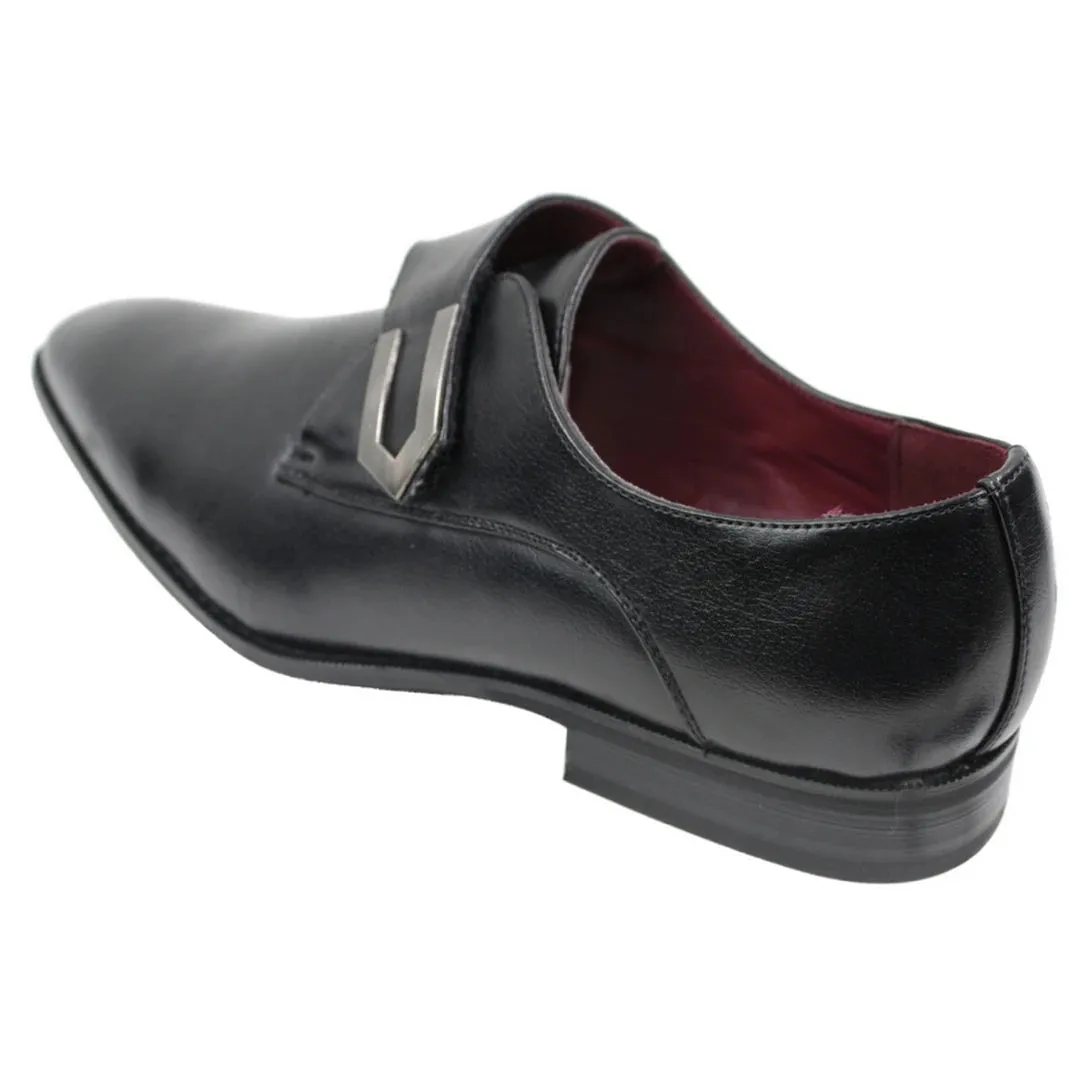 Zapatos de cuero negro marrón tostado para hombre Diseño italiano Hebilla de metal Slip On Smart