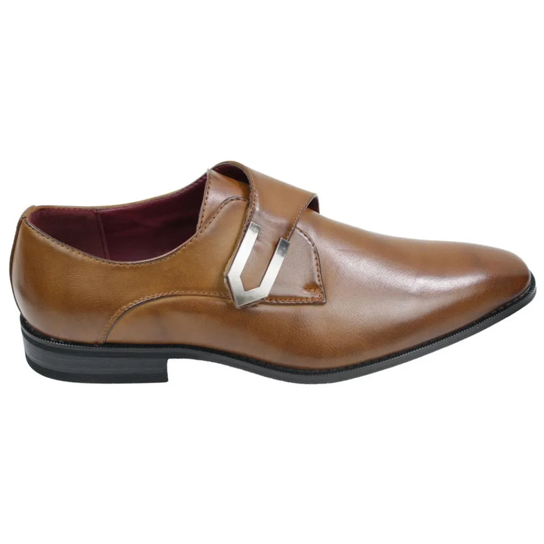 Zapatos de cuero negro marrón tostado para hombre Diseño italiano Hebilla de metal Slip On Smart