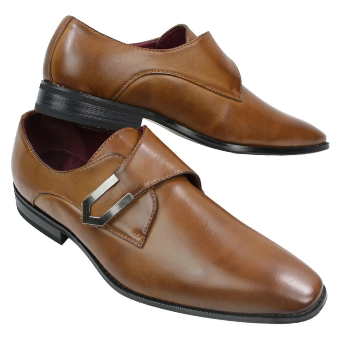 Zapatos de cuero negro marrón tostado para hombre Diseño italiano Hebilla de metal Slip On Smart