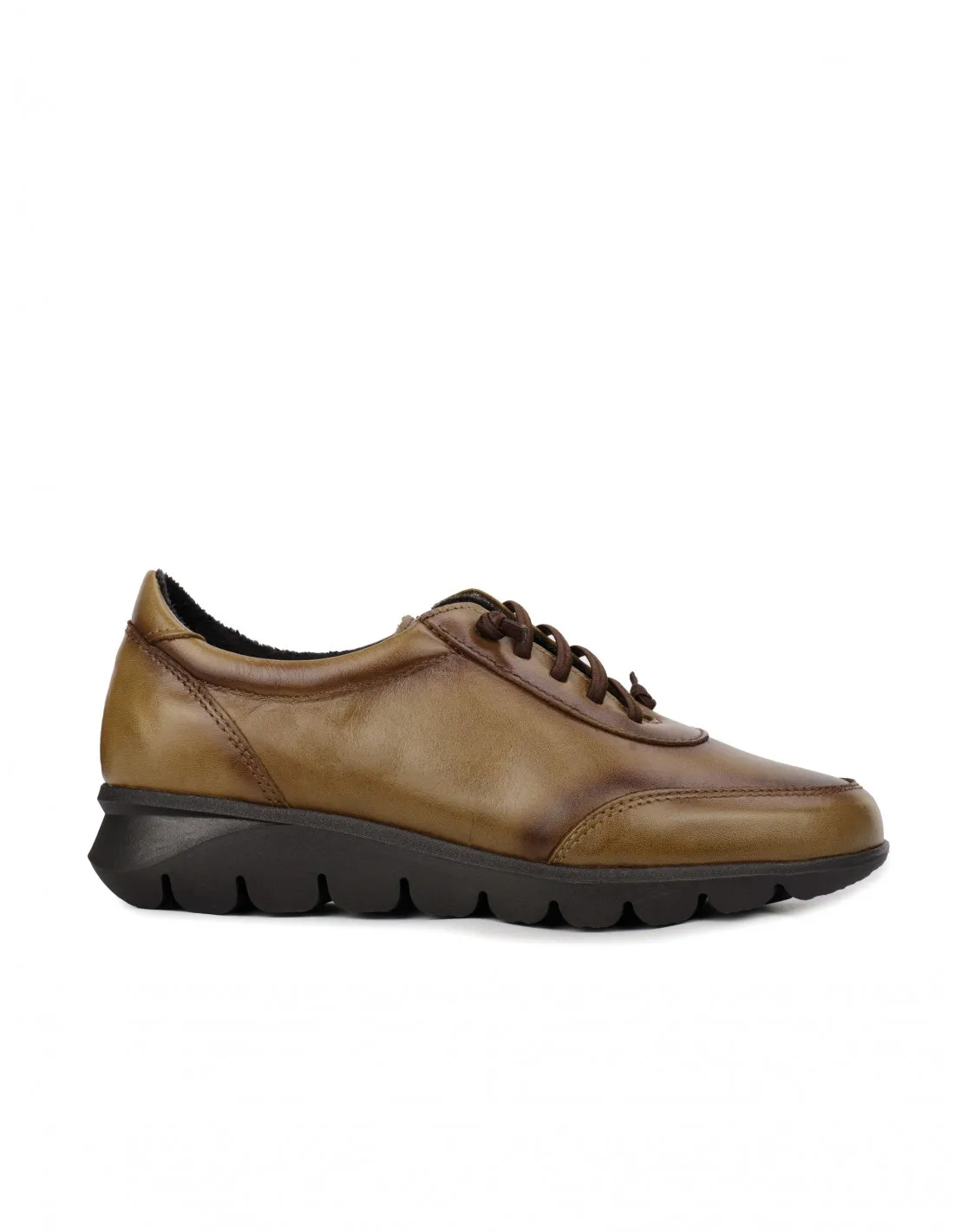 Zapatos Piel Cordones Elásticos Oliva