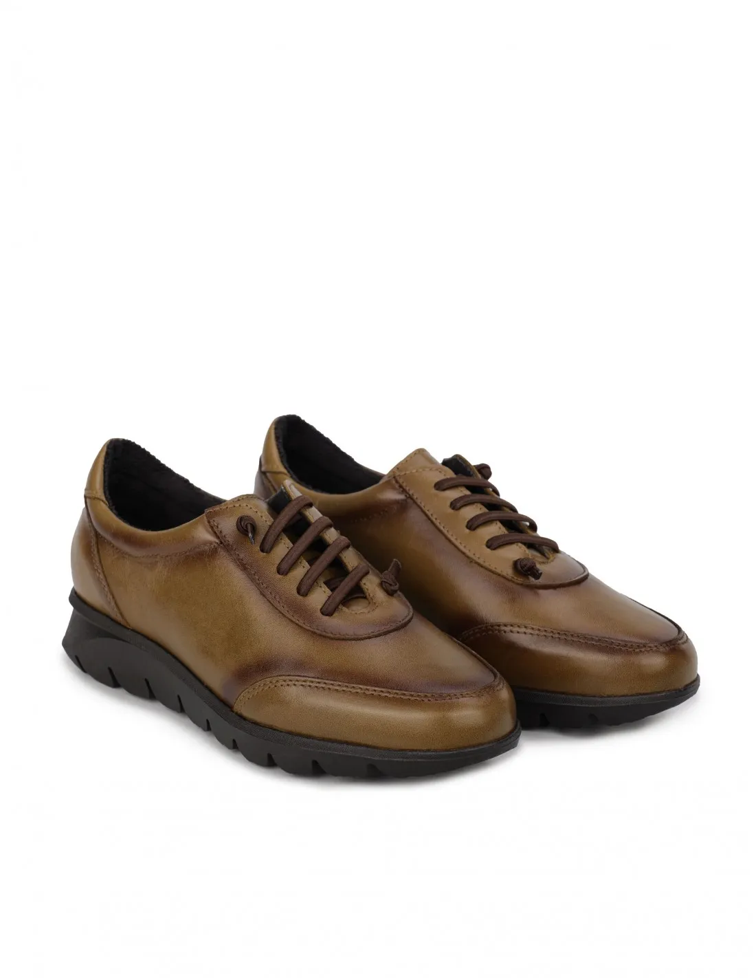 Zapatos Piel Cordones Elásticos Oliva