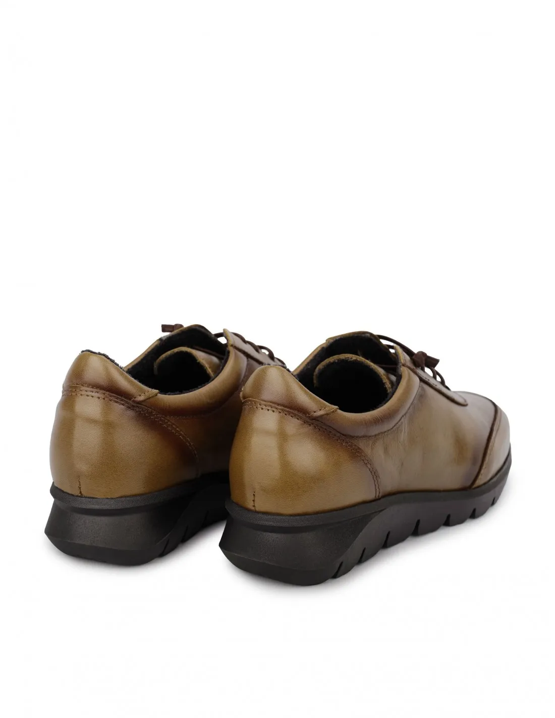 Zapatos Piel Cordones Elásticos Oliva