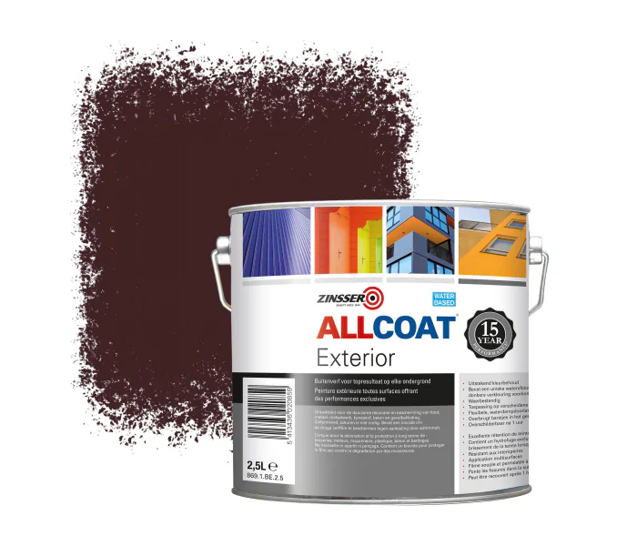 ZINSSER ALLCOAT PINTURA EXTERIOR PARA PAREDES RAL 3007 ROJO NEGRO  2,5 LITRO
